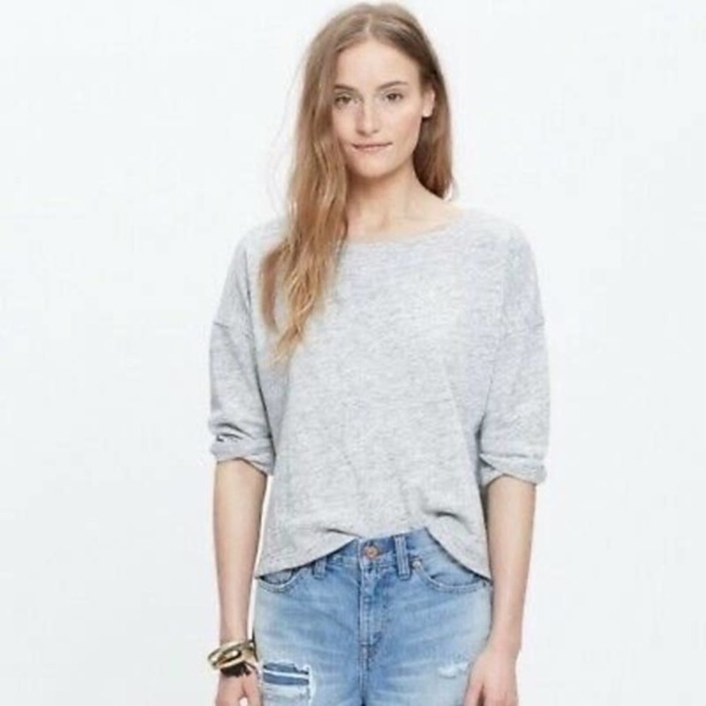 Madewell Womens Terry Pullover Sweatshirt Size XS Gray Round Neck Cotton Blend